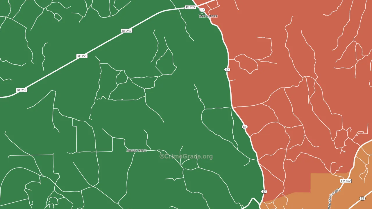 Indian Hill, TX Map of Theft Rates