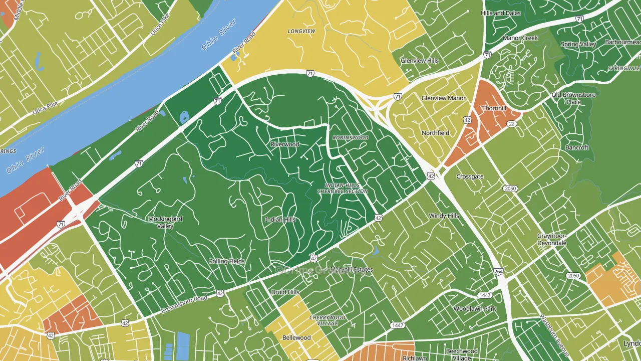 Indian Hills, KY Map of Theft Rates