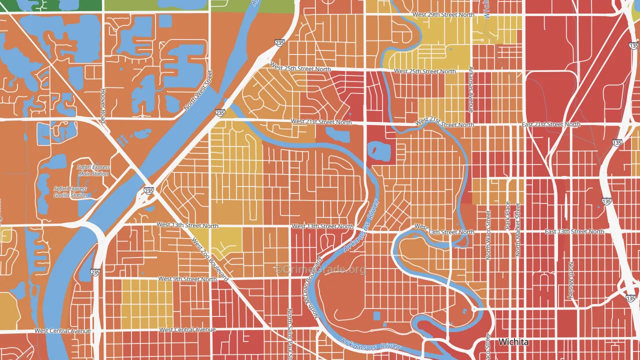 Indian Hills Riverbend, Wichita, KS Map of Theft Rates