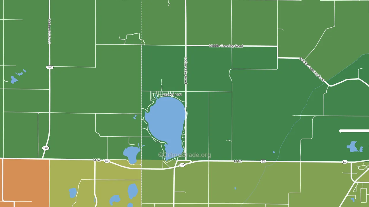 Indian Lake, MI Map of Theft Rates