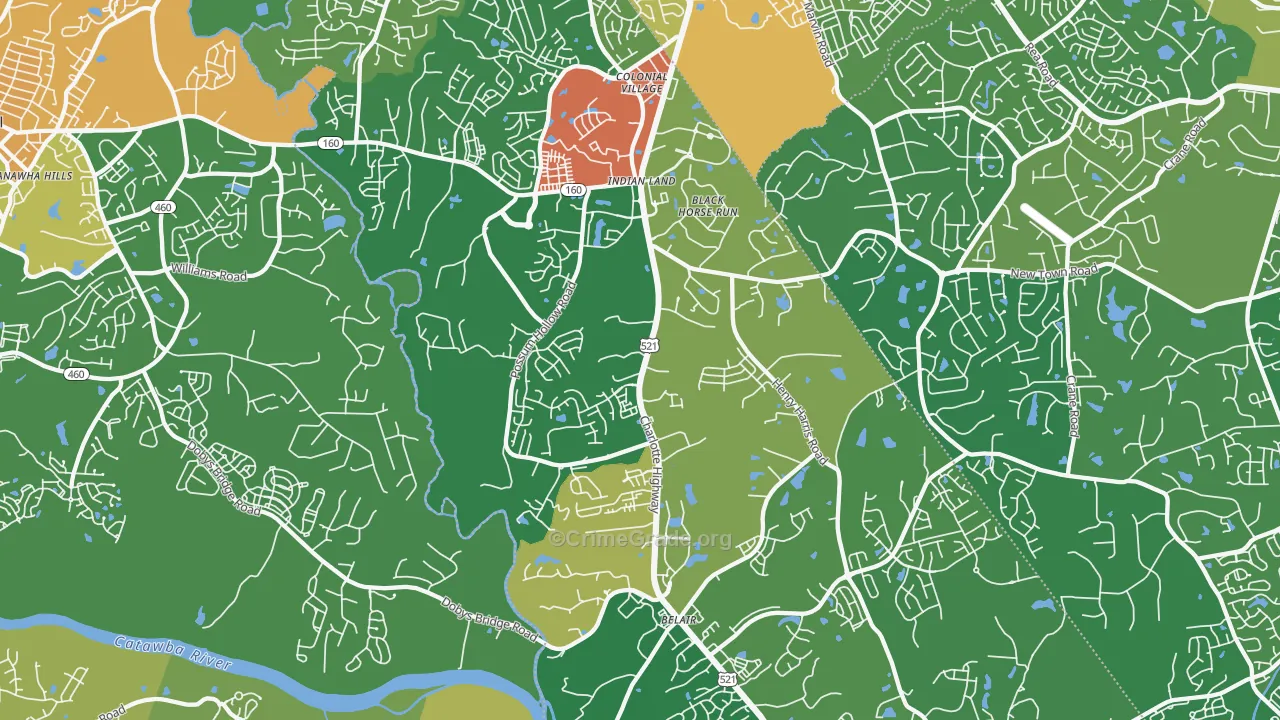 Indian Land, SC Map of Theft Rates