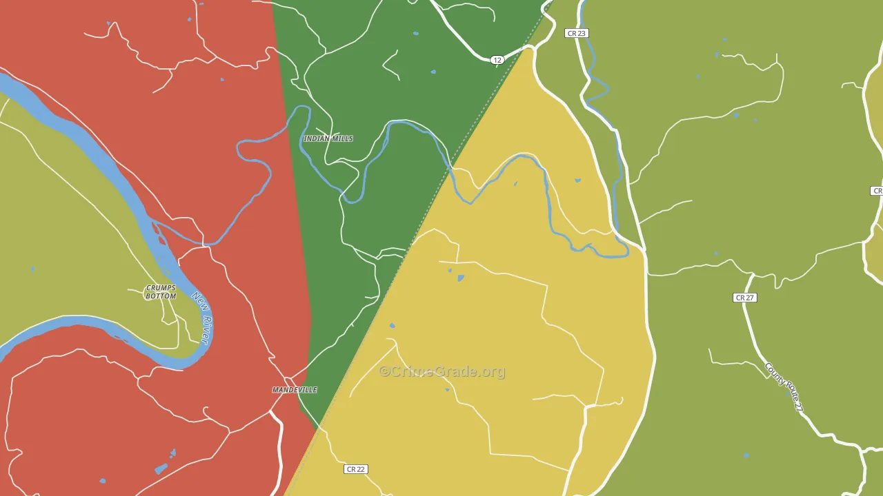 Indian Mills, WV Map of Theft Rates