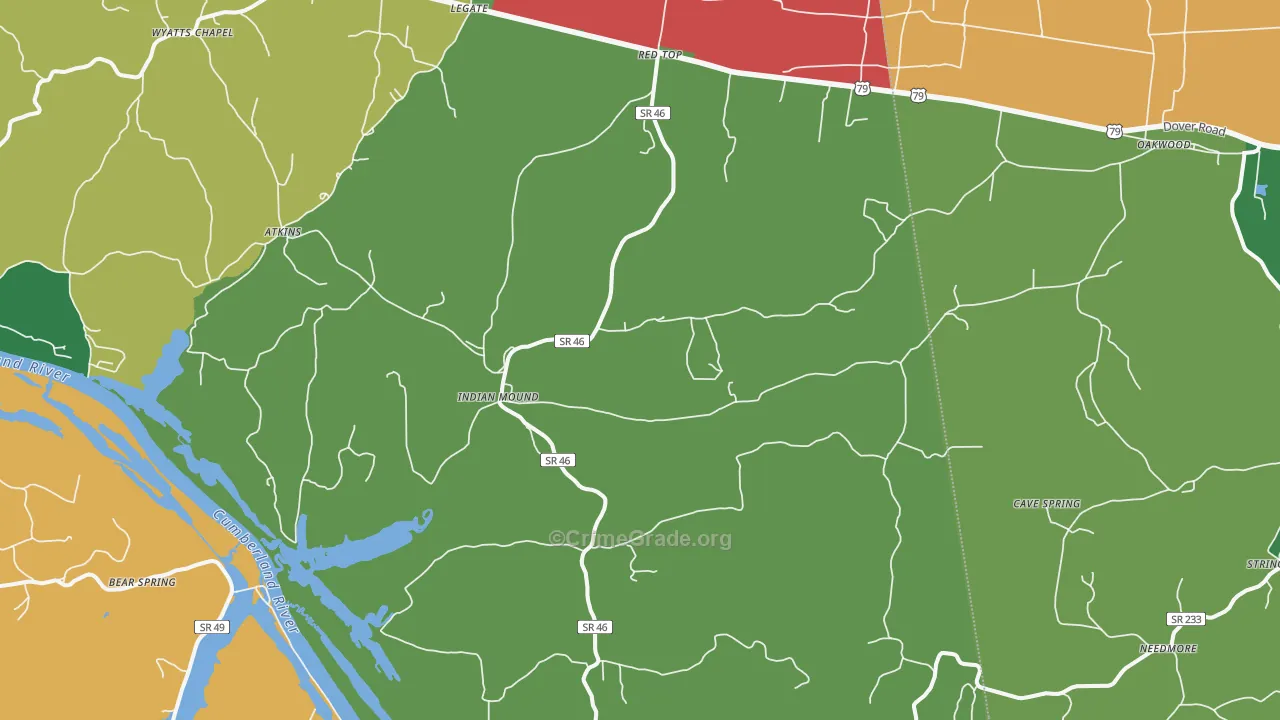 Indian Mound, TN Map of Theft Rates