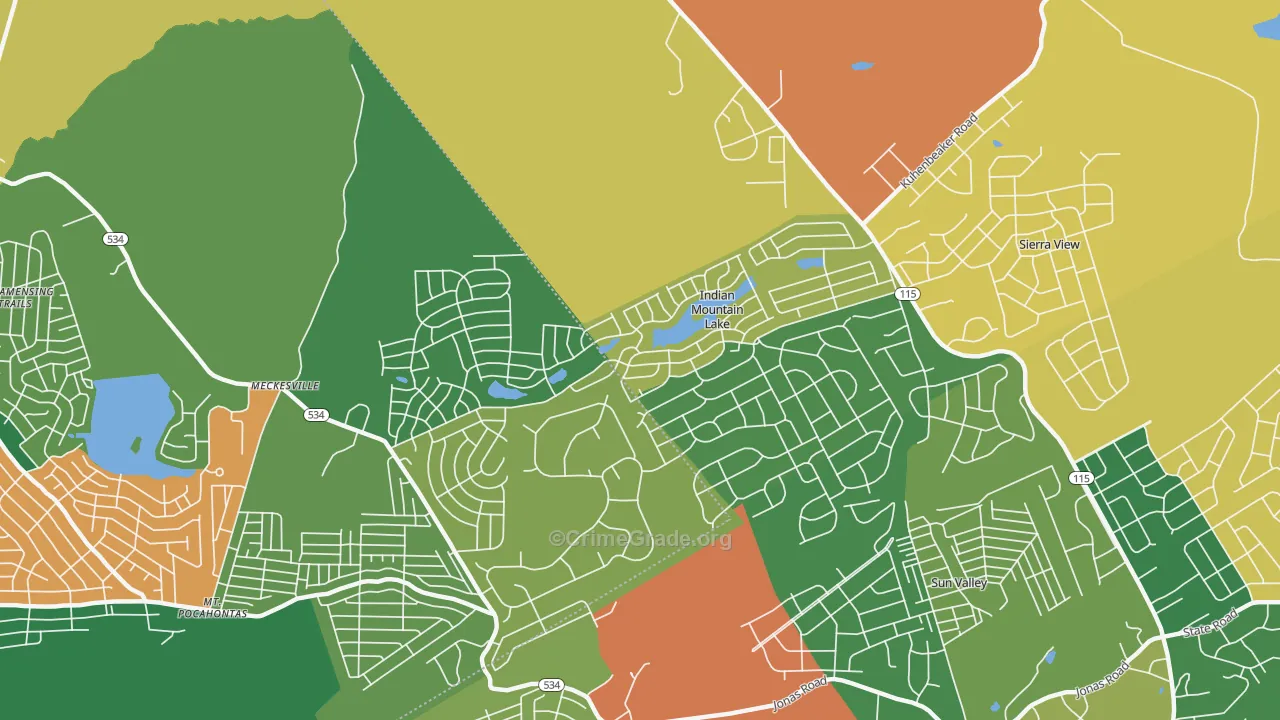Indian Mountain Lake, PA Map of Theft Rates