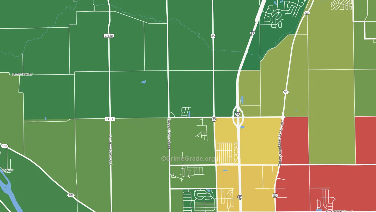 Indian Oaks, IL Map of Theft Rates
