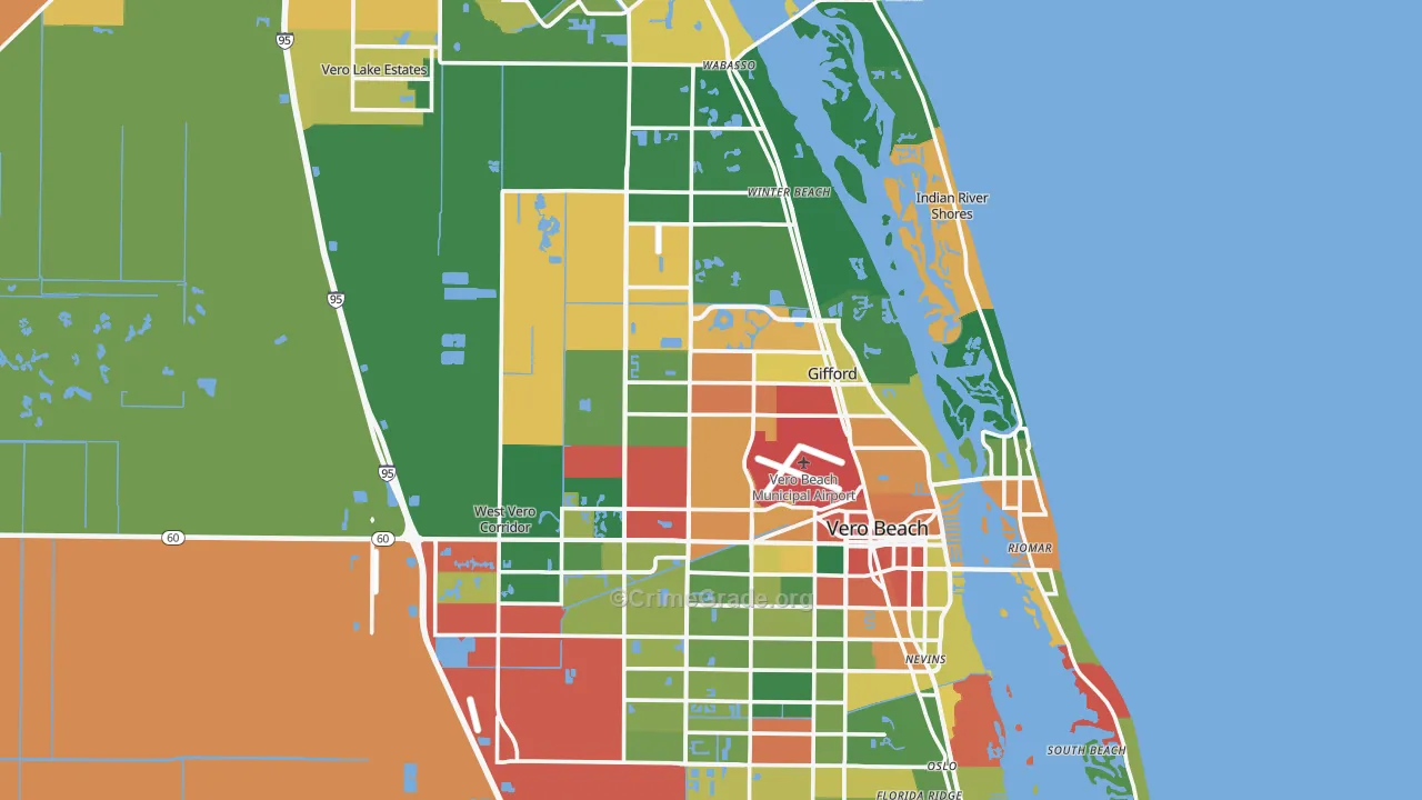 Indian River County, FL Map of Theft Rates