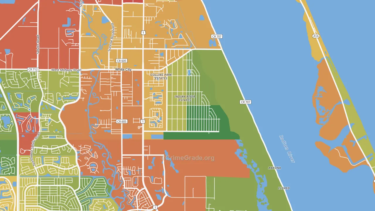 Indian River Estates, FL Map of Theft Rates