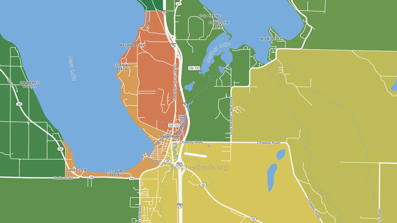 Indian River, MI Map of Theft Rates