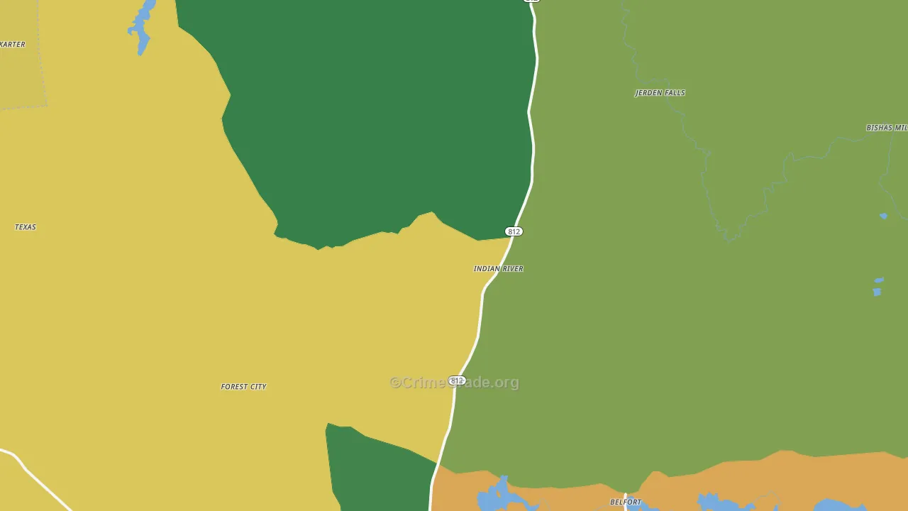 Indian River, NY Map of Theft Rates