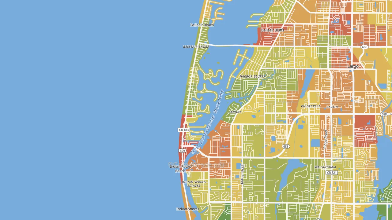 Indian Rocks Beach, FL Map of Theft Rates