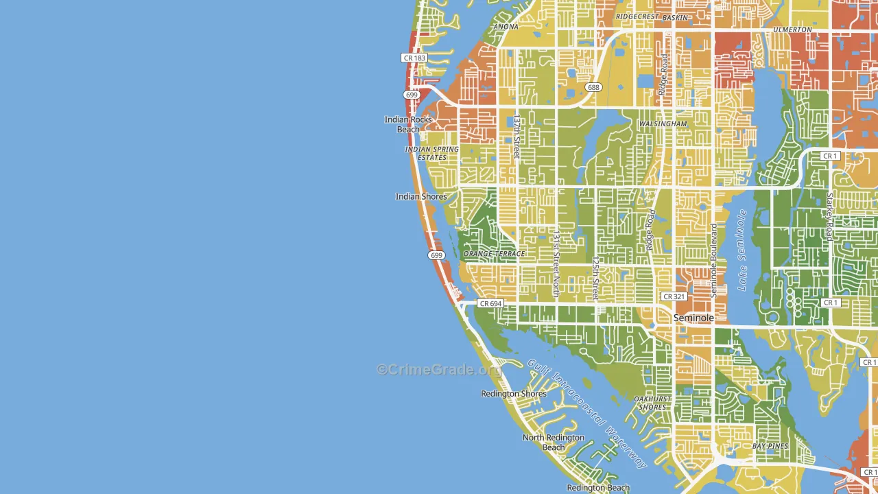Indian Shores, FL Map of Theft Rates