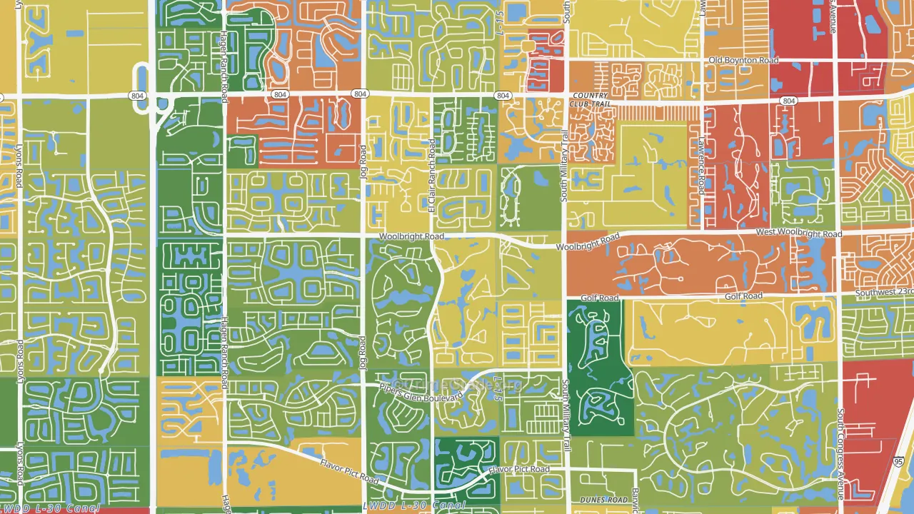 Indian Spring, Boynton Beach, FL Map of Theft Rates