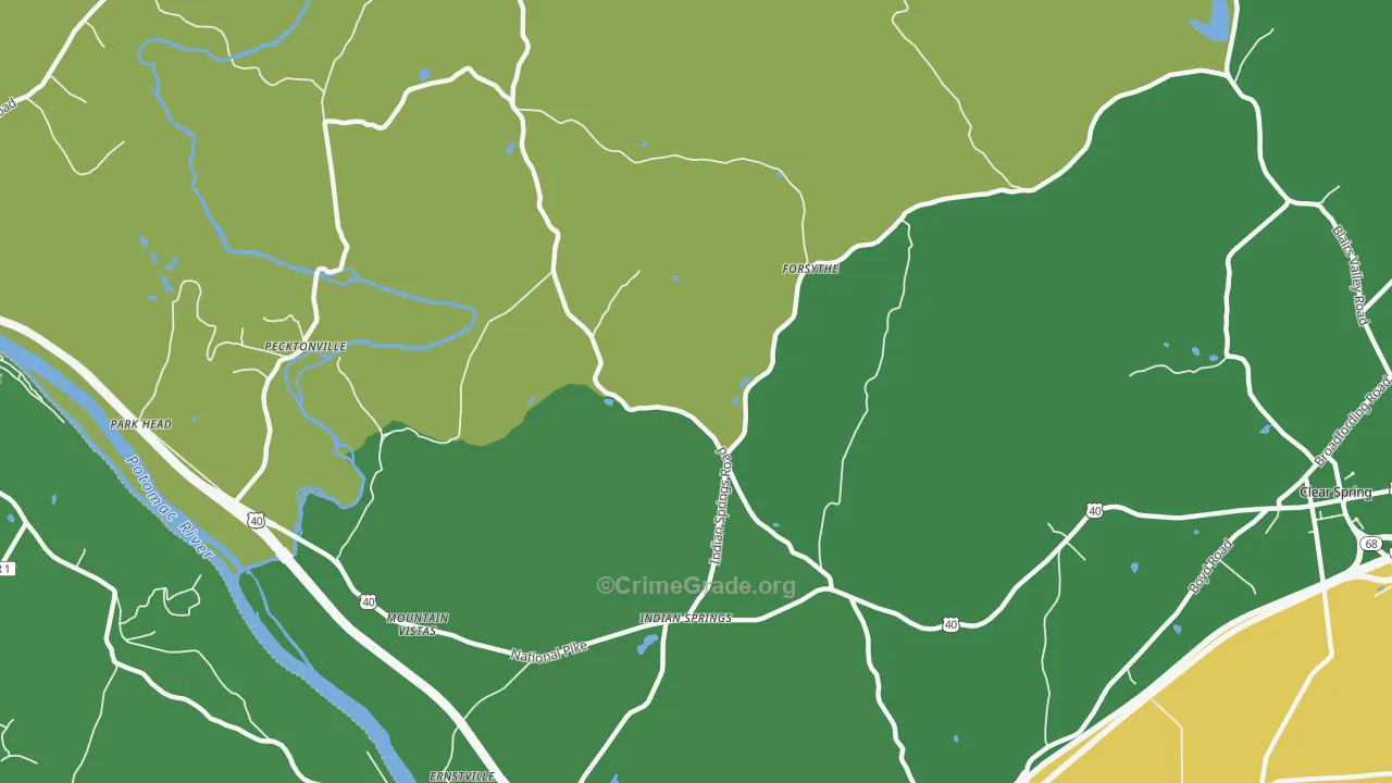 Indian Springs, MD Map of Theft Rates