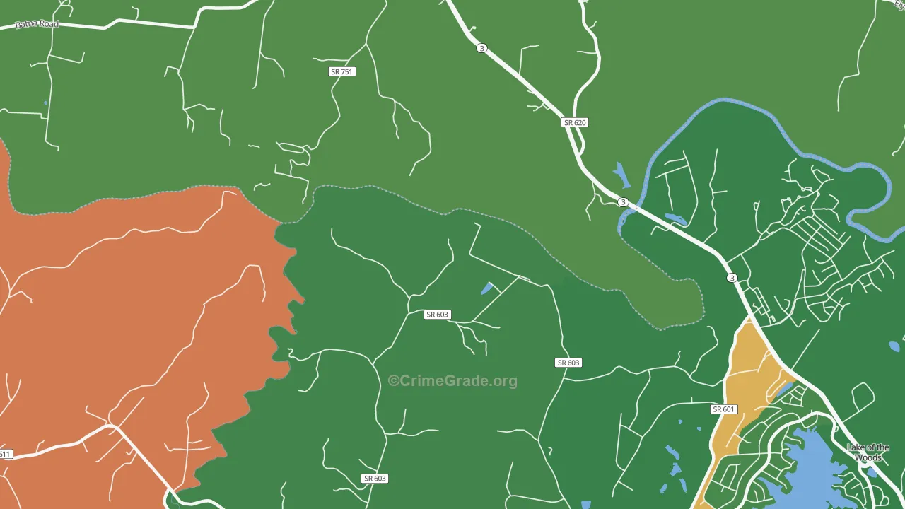 Indian Town, VA Map of Theft Rates