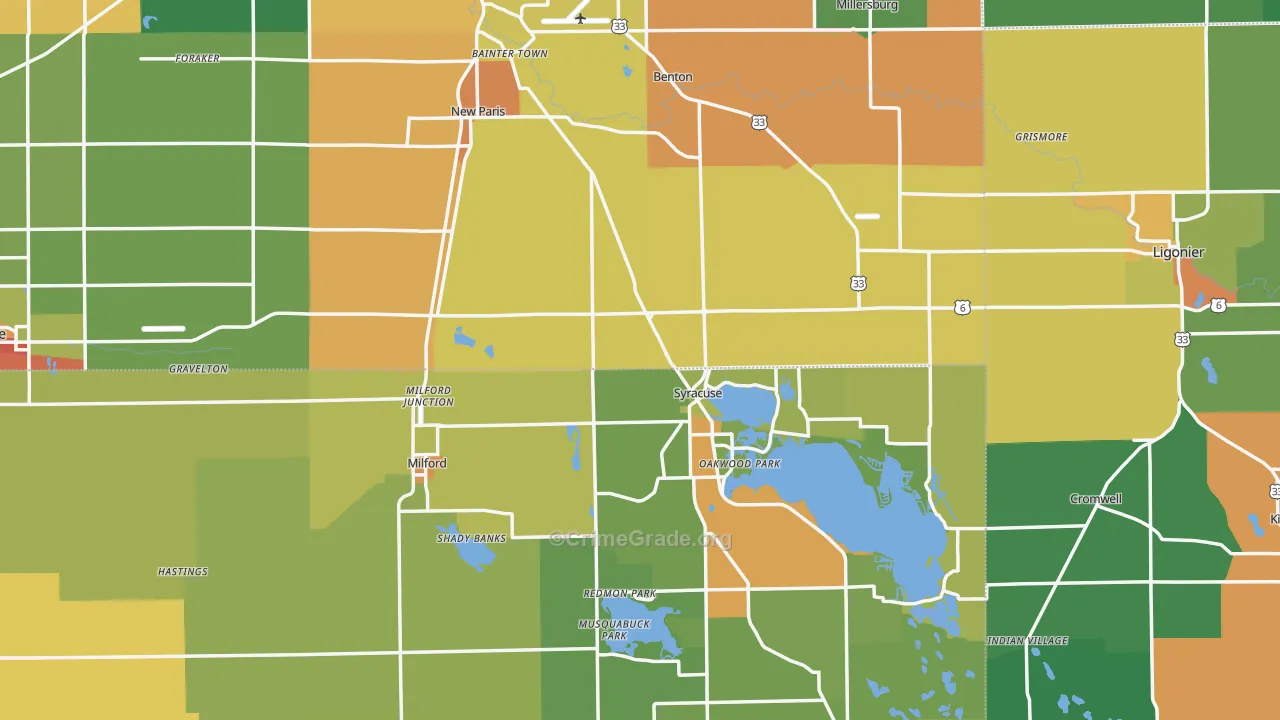 Indian Village, IN Map of Theft Rates