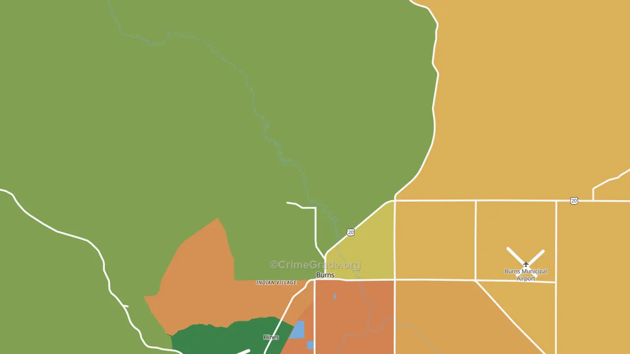 Indian Village, OR Map of Theft Rates