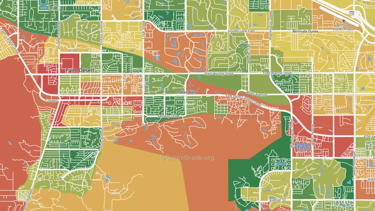 Indian Wells, CA Map of Theft Rates