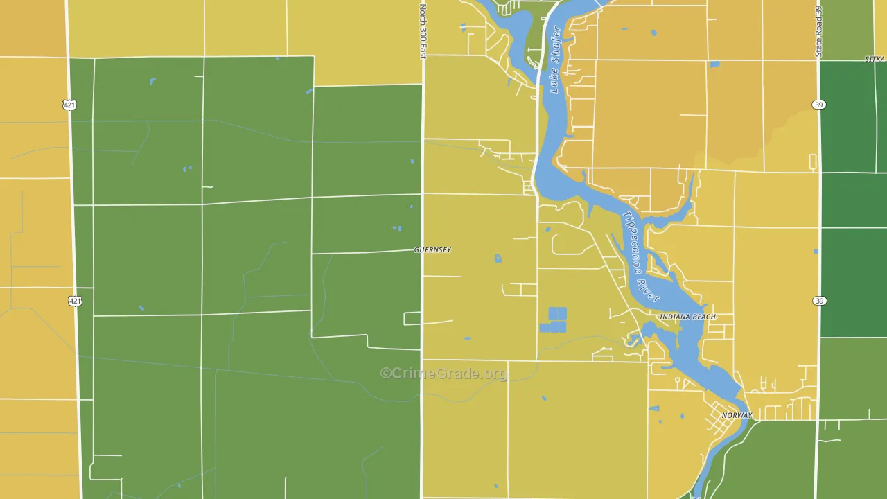 Indiana Beach, IN Map of Theft Rates