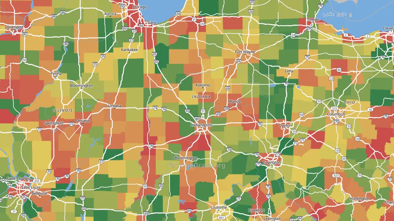 Indiana Map of Theft Rates