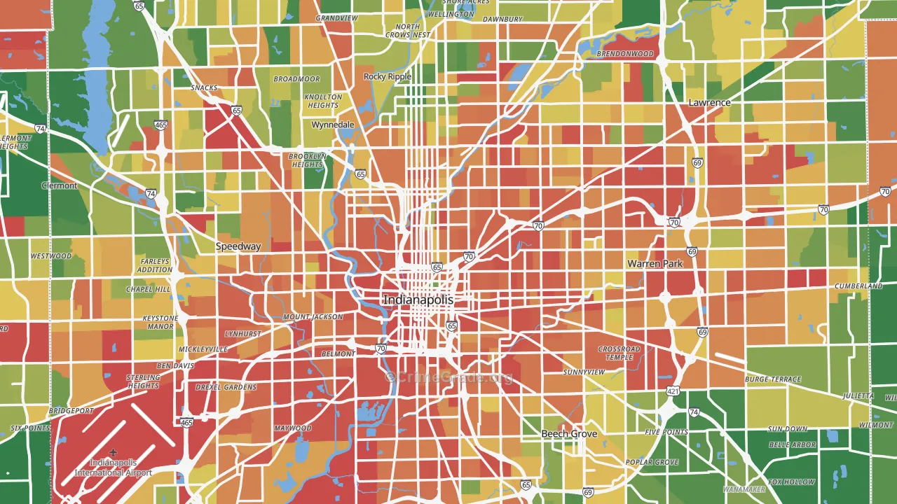 Indianapolis, IN Map of Theft Rates