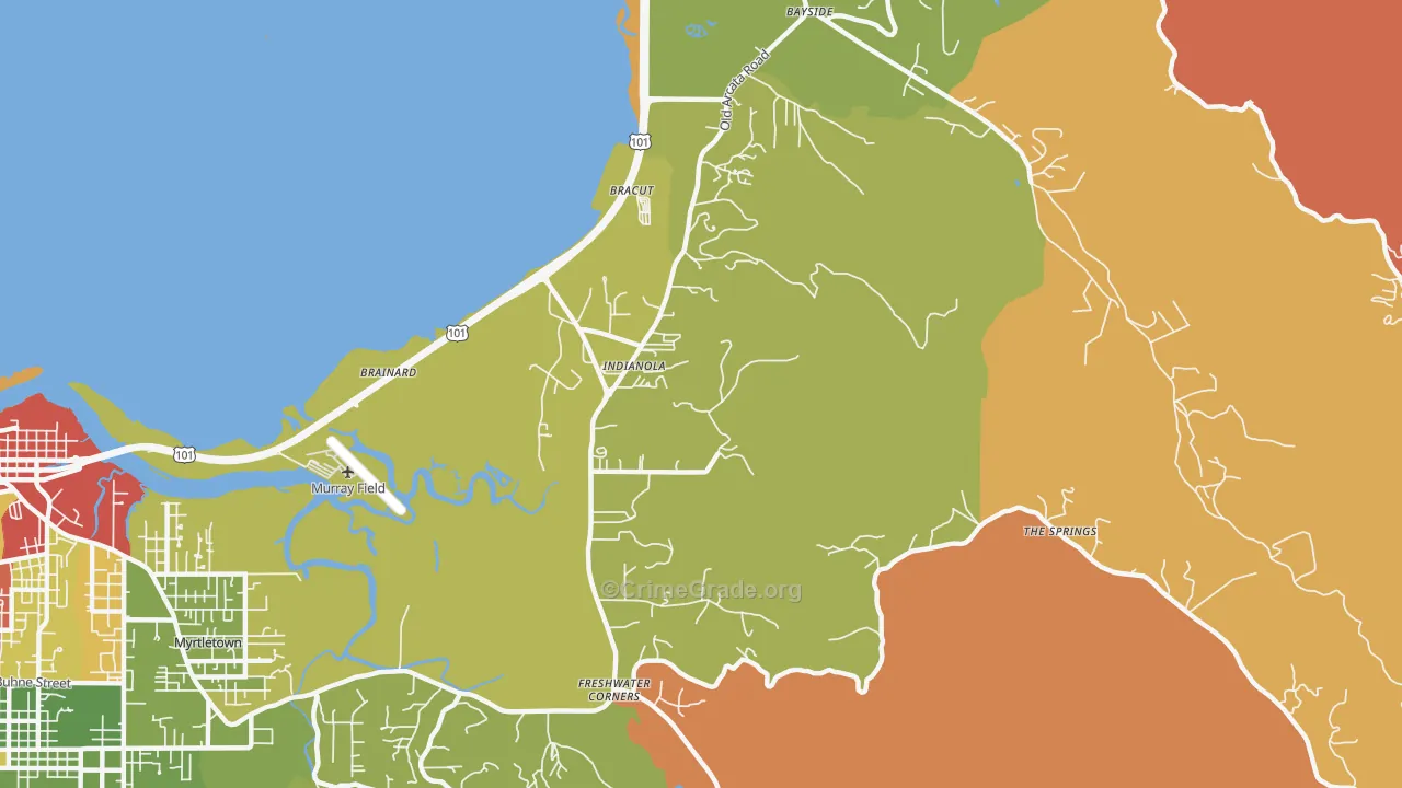 Indianola, CA Map of Theft Rates