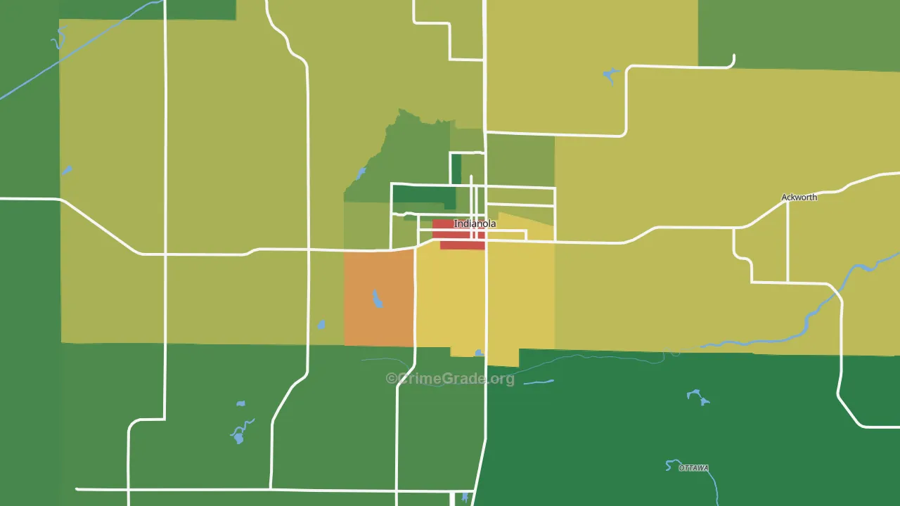 Indianola, IA Map of Theft Rates