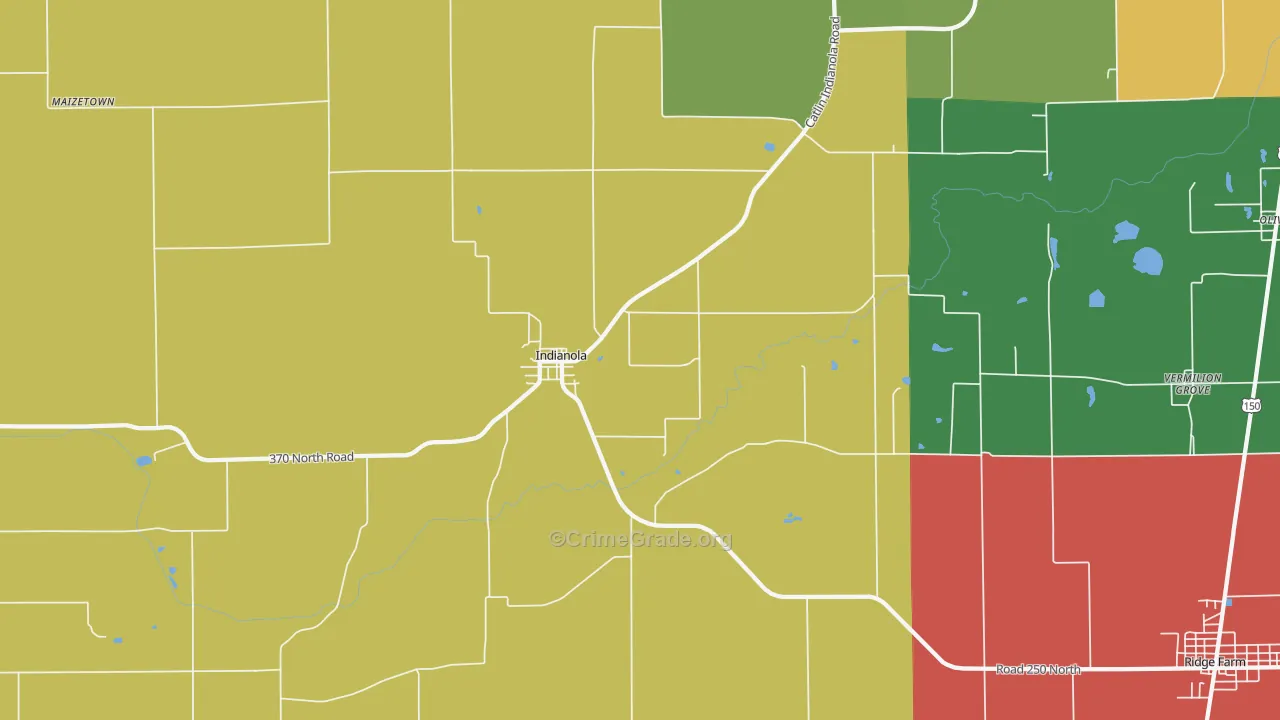 Indianola, IL Map of Theft Rates