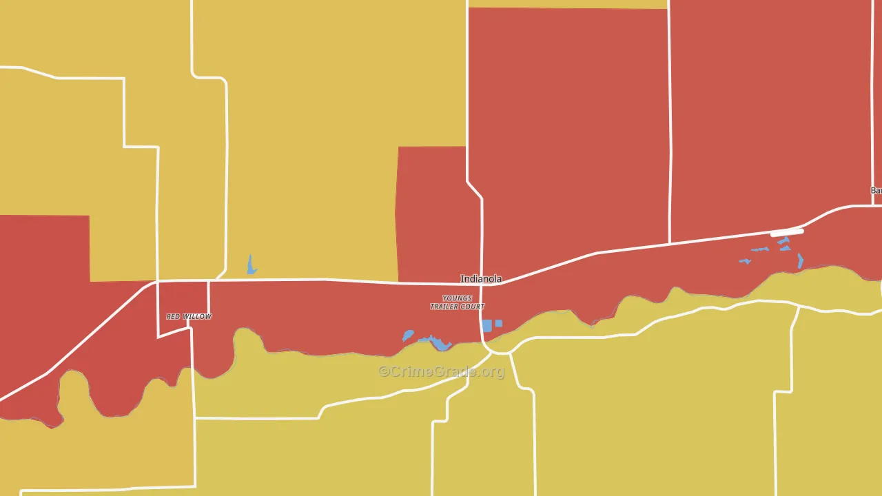 Indianola, NE Map of Theft Rates