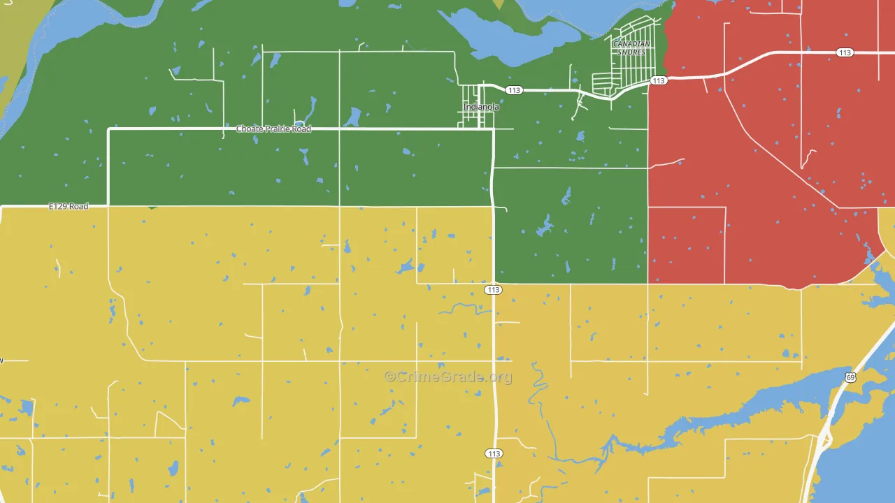 Indianola, OK Map of Theft Rates