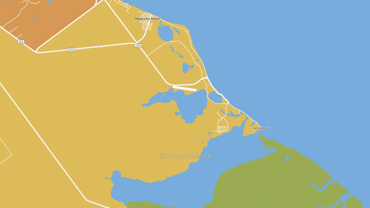 Indianola, TX Map of Theft Rates