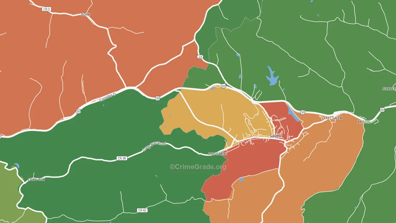 Industrial, WV Map of Theft Rates