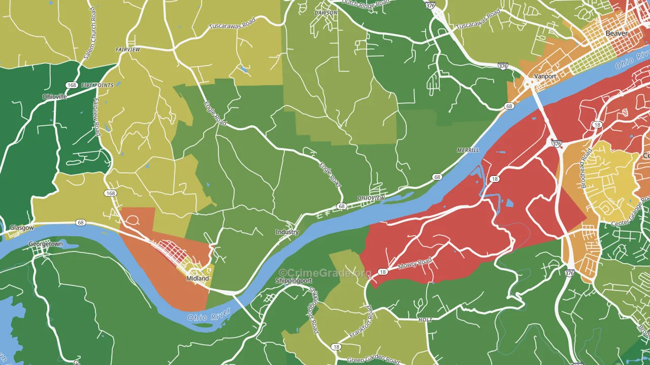 Industry, PA Map of Theft Rates