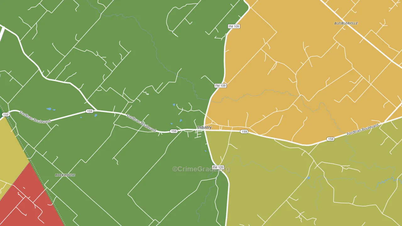Industry, TX Map of Theft Rates