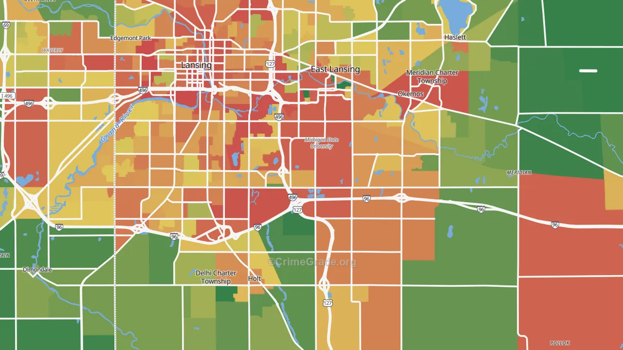 Ingham County, MI Map of Theft Rates