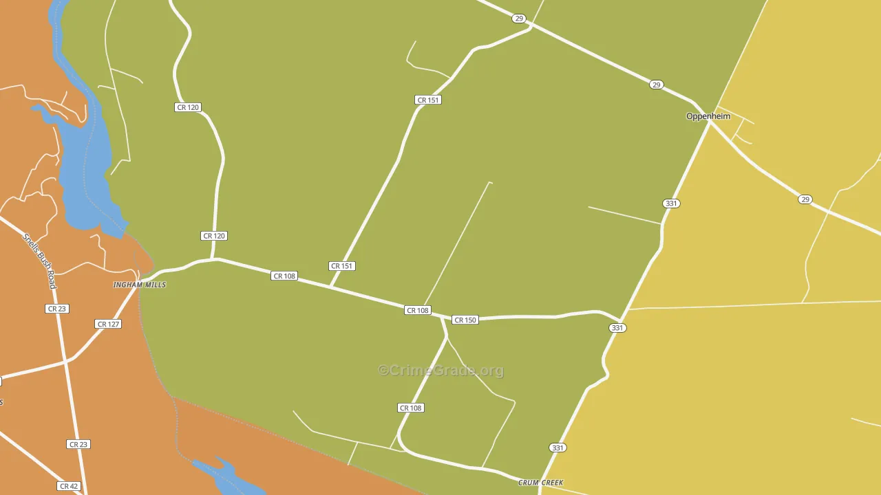 Ingham Mills, NY Map of Theft Rates