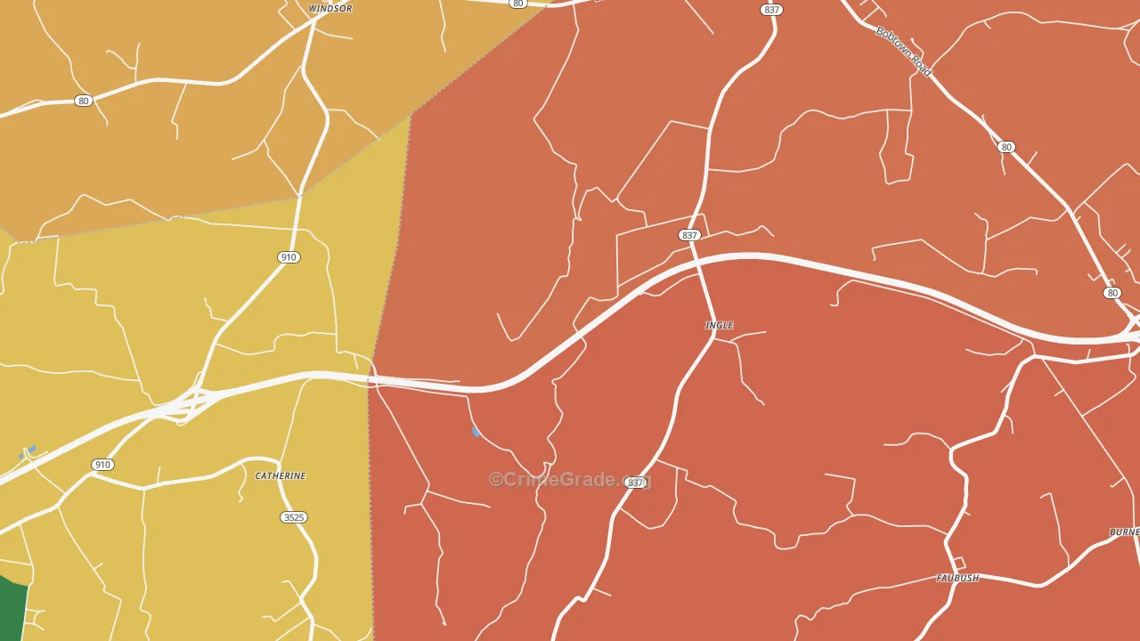 Ingle, KY Map of Theft Rates