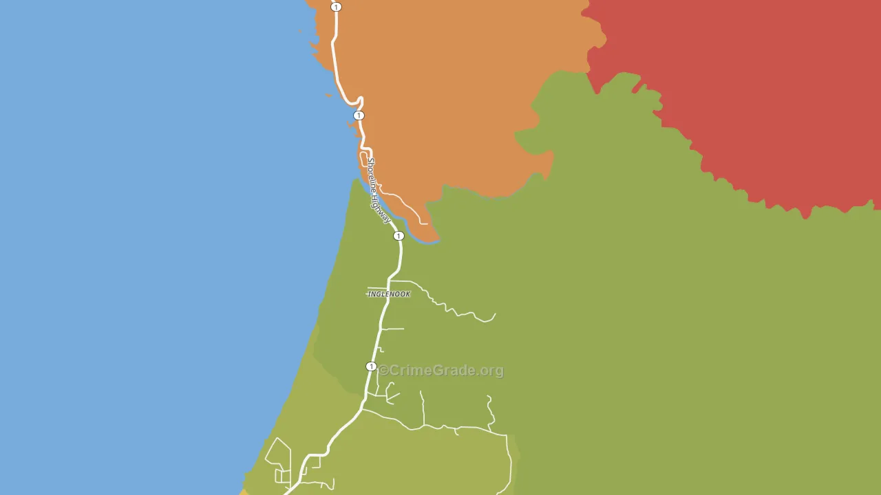 Inglenook, CA Map of Theft Rates