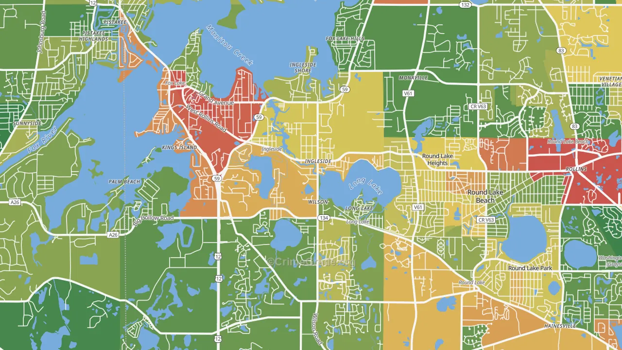Ingleside, IL Map of Theft Rates
