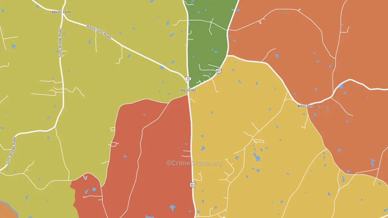 Ingleside, NC Map of Theft Rates
