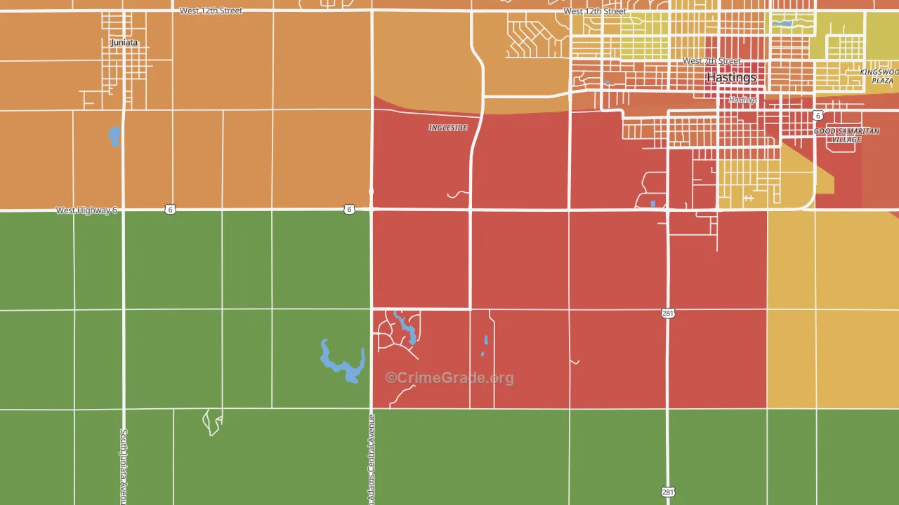 Ingleside, NE Map of Theft Rates