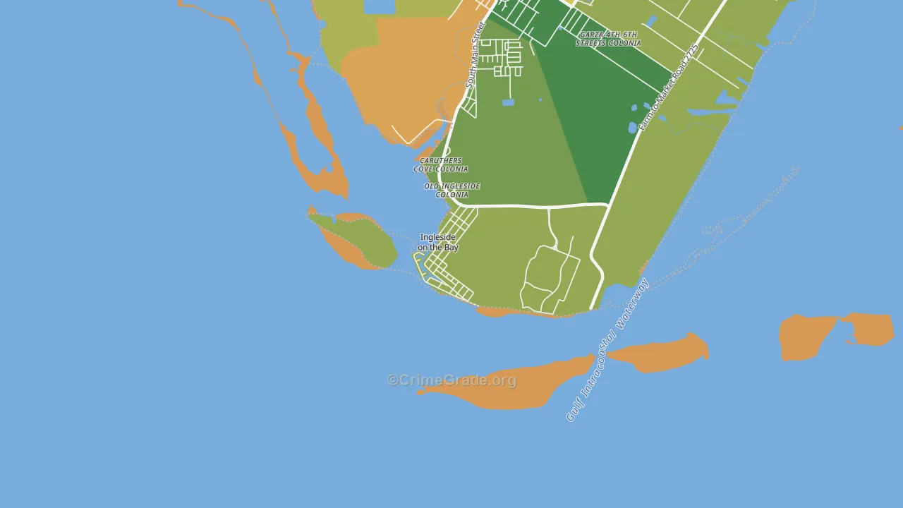 Ingleside on the Bay, TX Map of Theft Rates