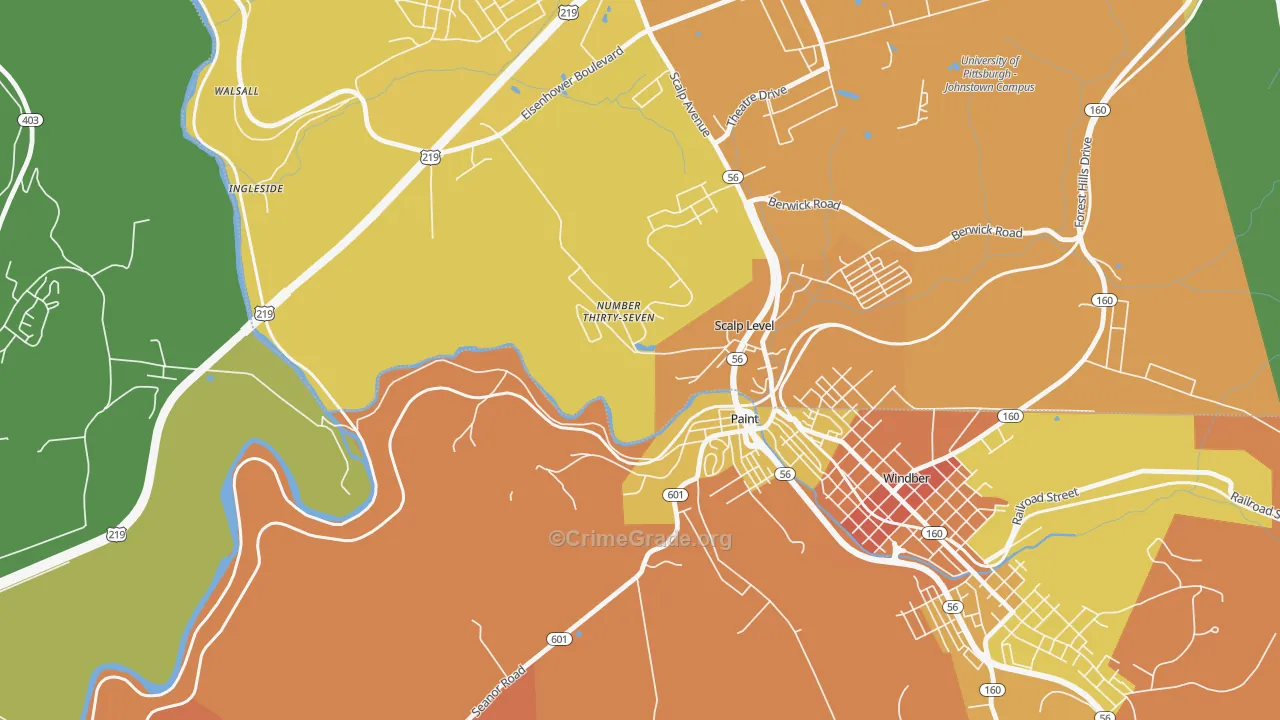 Ingleside, PA Map of Theft Rates