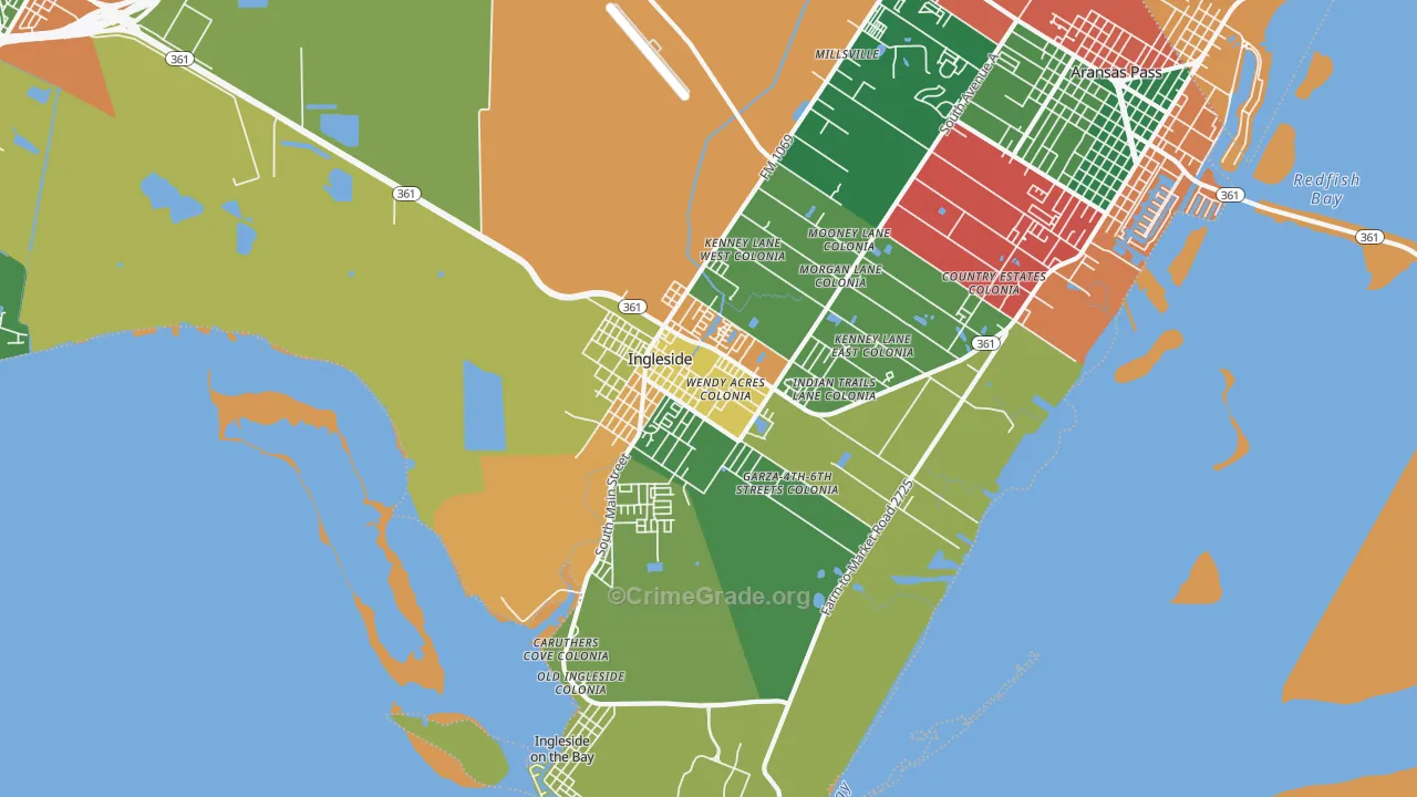 Ingleside, TX Map of Theft Rates