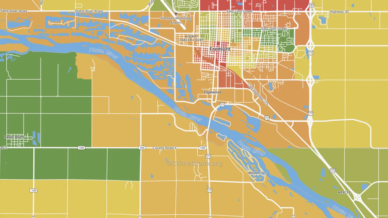 Inglewood, NE Map of Theft Rates