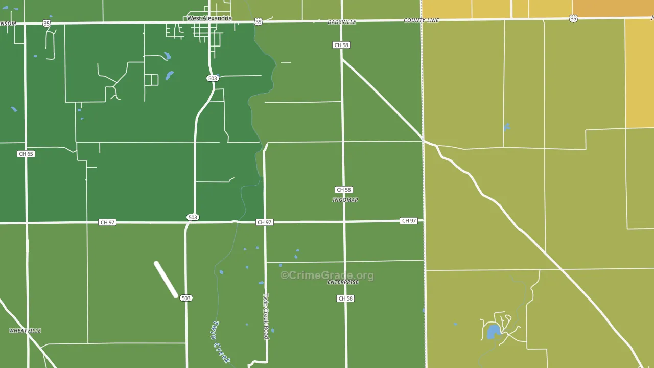 Ingomar, OH Map of Theft Rates