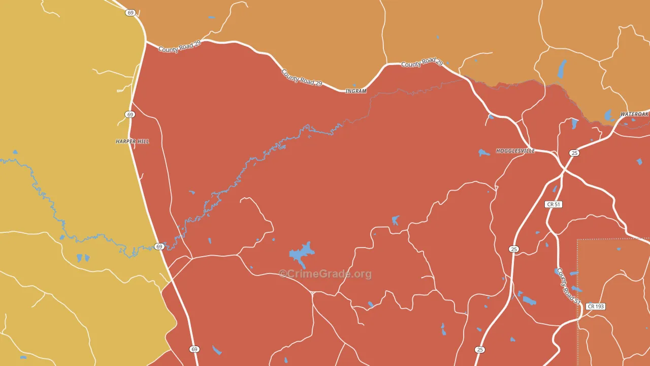Ingram, AL Map of Theft Rates