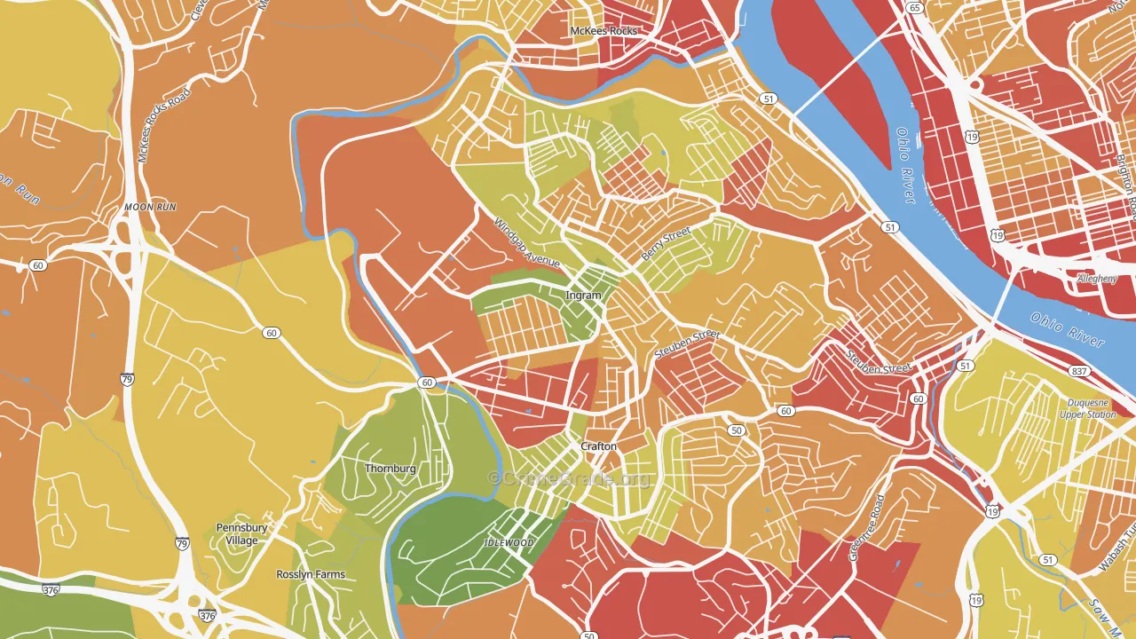 Ingram, PA Map of Theft Rates