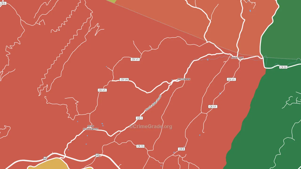Inkerman, WV Map of Theft Rates