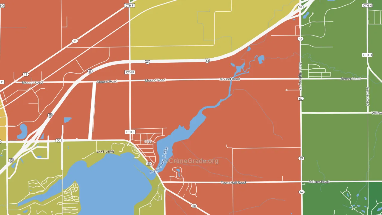 Inlet, WI Map of Theft Rates