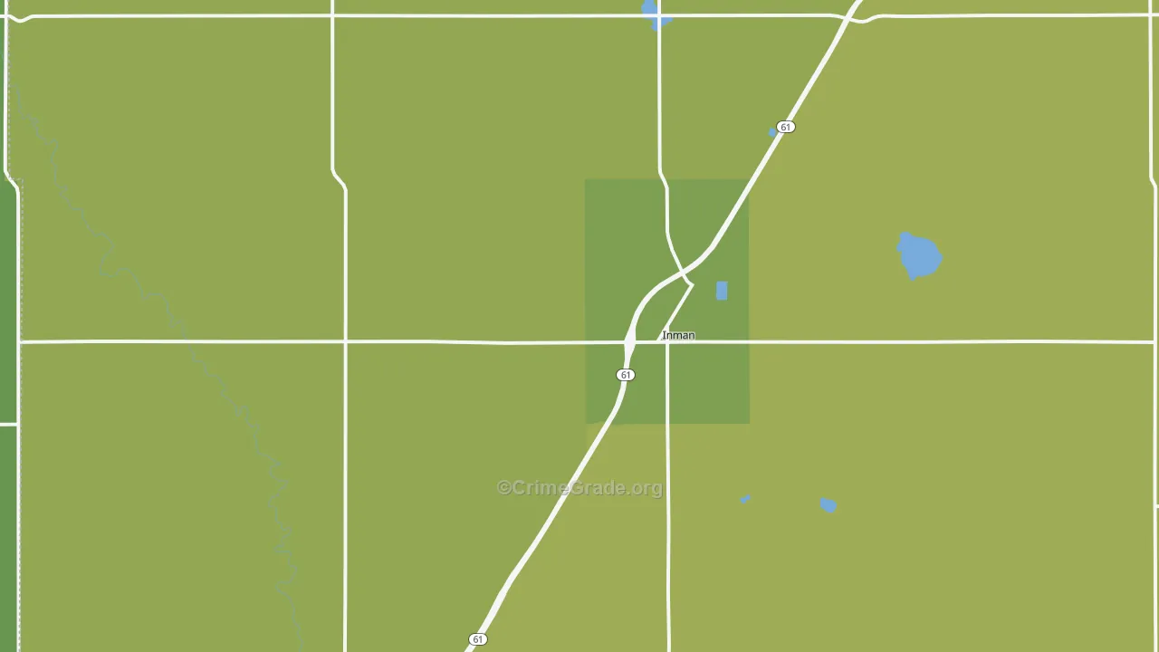 Inman, KS Map of Theft Rates